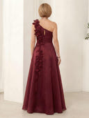 A Line One Shoulder Satin Sleeveless Long Mother of the Bride Dresses