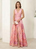 A Line V Neck Satin Sleeveless Long Mother of the Bride Dresses