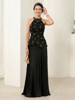 A Line Chiffon Halter Sleeveless Long Mother of the Bride Dresses