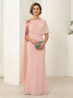 Cowl Neck Sheath Chiffon Sleeveless Long Mother of the Bride Dresses