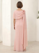 Cowl Neck Sheath Chiffon Sleeveless Long Mother of the Bride Dresses
