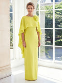 Satin Boat Neck Sheath Sleeveless Long Mother of the Bride Dresses