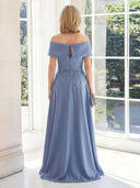 A Line Satin Off the Shoulder Sleeveless Long Mother of the Bride Dresses