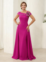 Off the Shoulder A Line Satin Sleeveless Long Mother of the Bride Dresses