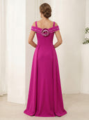 Off the Shoulder A Line Satin Sleeveless Long Mother of the Bride Dresses