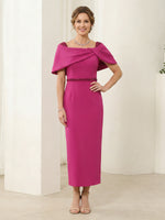 Off the Shoulder Satin Sheath Sleeveless Long Mother of the Bride Dresses