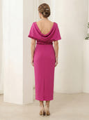 Off the Shoulder Satin Sheath Sleeveless Long Mother of the Bride Dresses