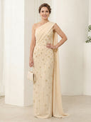 One Shoulder Satin Sheath Sleeveless Long Mother of the Bride Dresses
