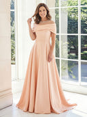Boat Neck Satin A Line Sleeveless Long Mother of the Bride Dresses