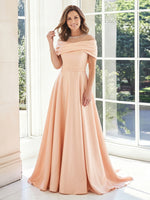 Boat Neck Satin A Line Sleeveless Long Mother of the Bride Dresses