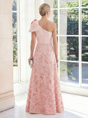 A Line One Shoulder Satin Sleeveless Long Mother of the Bride Dresses