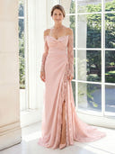 Off the Shoulder Sheath Satin Long Sleeves Long Mother of the Bride Dresses