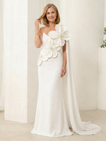 Sheath One Shoulder Satin Sleeveless Long Mother of the Bride Dresses
