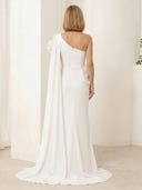 Sheath One Shoulder Satin Sleeveless Long Mother of the Bride Dresses