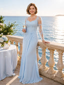 Satin Sheath Sweetheart Long Sleeves Long Mother of the Bride Dresses