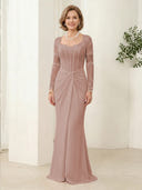 Satin Sheath Sweetheart Long Sleeves Long Mother of the Bride Dresses