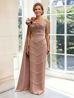 Sheath Satin One Shoulder Sleeveless Long Mother of the Bride Dresses