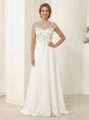 A Line Jewel Satin Short Sleeves Long Mother of the Bride Dresses