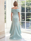 Sheath Off the Shoulder Satin Sleeveless Long Mother of the Bride Dresses