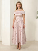 Off the Shoulder A Line Satin Sleeveless Long Mother of the Bride Dresses