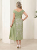 Sheath Off the Shoulder Satin Sleeveless Long Mother of the Bride Dresses