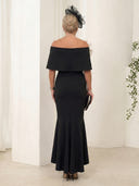 Satin Mermaid Off the Shoulder Sleeveless Long Mother of the Bride Dresses