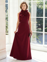 Sheath High Neck Satin Sleeveless Long Mother of the Bride Dresses