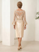 Boat Neck Sheath Satin Long Sleeves Long Mother of the Bride Dresses