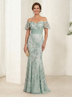 Sequin Mermaid Off Shoulder Long Mother of the Bride Dresses