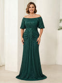 Glitter Sequin Mermaid Off Shoulder Long Mother of the Bride Dresses