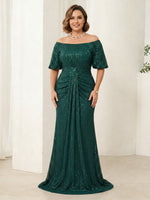 Glitter Sequin Mermaid Off Shoulder Long Mother of the Bride Dresses