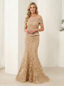 Lace Appliques Mermaid Off Shoulder Long Mother of the Bride Dresses
