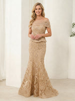 Lace Appliques Mermaid Off Shoulder Long Mother of the Bride Dresses