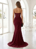 Lace Mermaid Strapless Long Prom Dresses with Corset