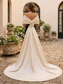 Satin Mermaid Off Shoulder Long Prom Dresses with Train