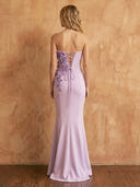 Satin Mermaid Strapless Long Prom Dresses with 3D Flower