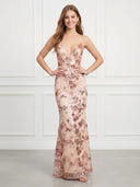 Sequin Mermaid V Neck Spaghetti Straps Long Prom Dresses