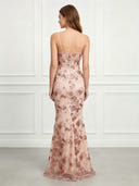 Sequin Mermaid V Neck Spaghetti Straps Long Prom Dresses