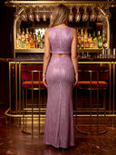 Sequin Mermaid V Neck Long Prom Dresses with Slit