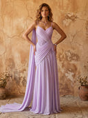 A Line Sweetheart Sleeveless Chiffon Long Prom Dresses