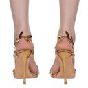 Pointed Toe High Heels Party Shoes with Leaf Embellishments