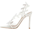 Pointed Toe High Heels Party Shoes with Leaf Embellishments