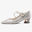 Closed Toe Rhinestones Chunky Heels Party Shoes