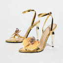 Open Toe High Heel Elegant Party Shoes with 3D Flowers