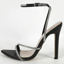 Open Toe High Heel Rhinestone Lace Up Elegant Party Shoes