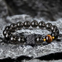 Black Onyx Bead Bracelets Tiger Eye Charm