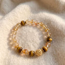 Yellow Citrine Crystal Mala Beads Stretch Bracelet