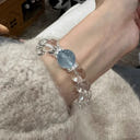 Clear Quartz Aquamarine Bead Bracelets