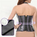 Women's Steampunk Halter Corset PU Leather Shapewear Shorts