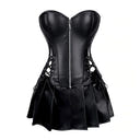 PU Leather Corset Court Style Bust Lifting Slimming Shapewear Shorts